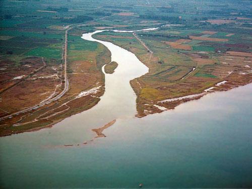Aerial photo of Evinos' estuaries EVINOS (River) ETOLOAKARNANIA