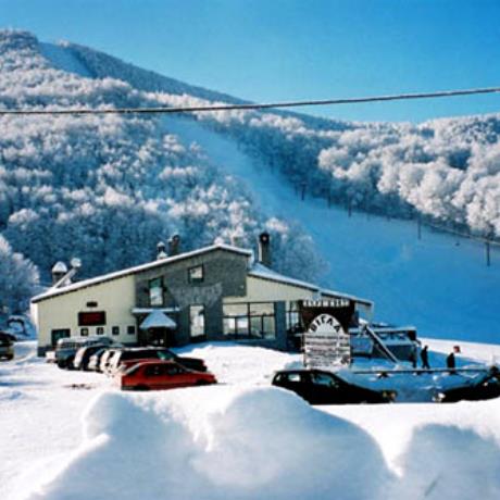 Pissoderi, the 'Tottis' Chalet and its parking lot, PISSODERI (Ski centre) FLORINA