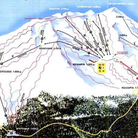Parnassos ski centre, a map, KELLARIA (Ski centre) PARNASSOS