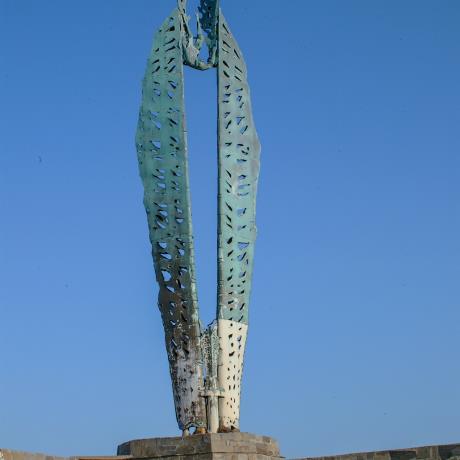 Agios Kirykos, statue at the port depicting the wings of Ikaros, AGIOS KIRYKOS (Small town) IKARIA