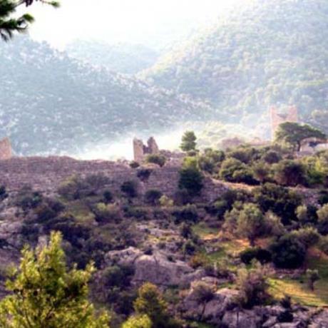 Egosthena, panoramic view of the castle with the basilica of St George, EGOSTHENA (Ancient fortress) ATTICA, WEST