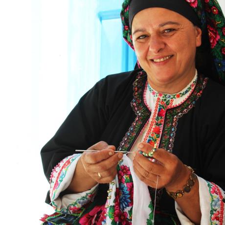 A woman wearing the Karpathos  traditional costume, KARPATHOS (Island) DODEKANISSOS