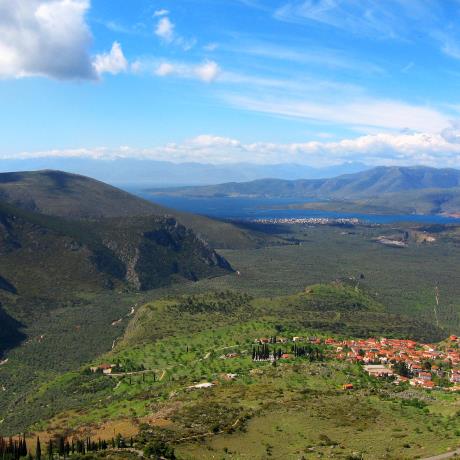 Pleistos valley. Itea rises at the far end, ITEA (Town) FOKIDA