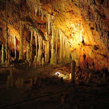 Stalactites and stalagmites at the Vlychada cave, DIROS (Village) LACONIA