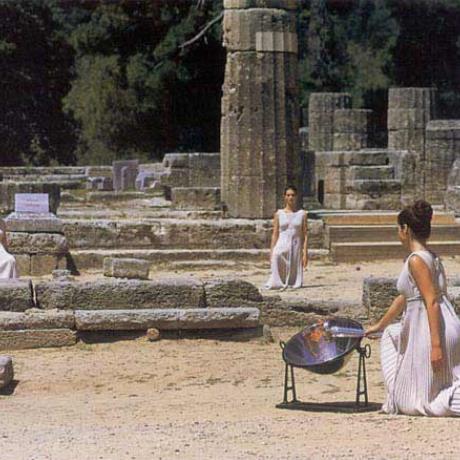 Ancient Olympia, kindling the Olympic flame , ANCIENT OLYMPIA (Small town) ILIA