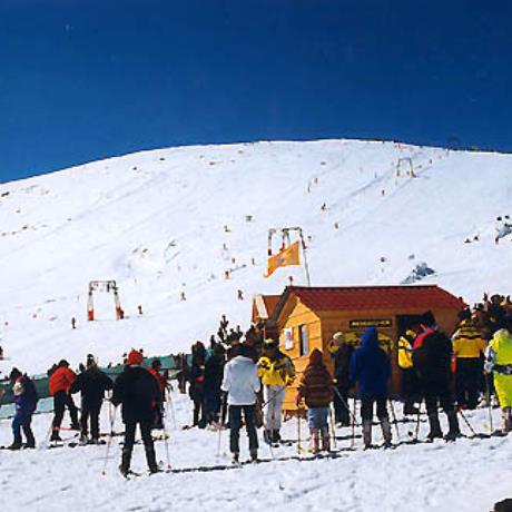 Kaimaktsalan, skiers at the ski centre's facilities, KAIMAKTSALAN (Ski centre) EDESSA
