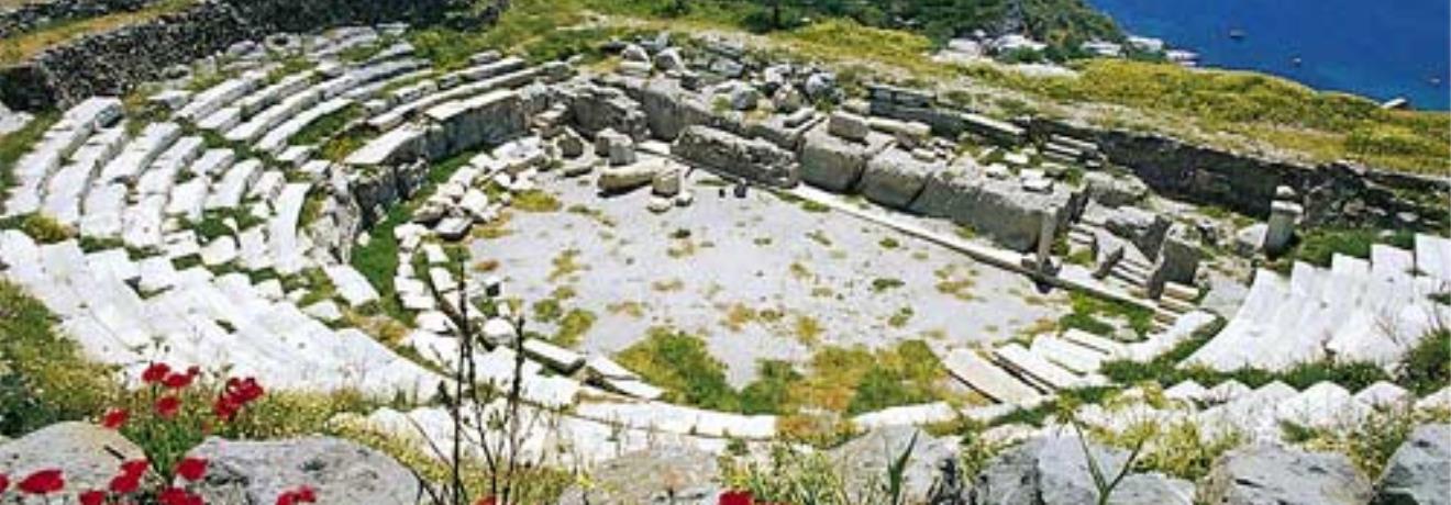 Ancient Theatre of Melos; a marble theatre of the Roman Era